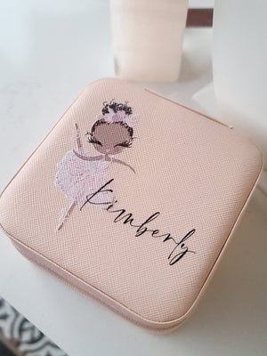 Personalized Ballerina Travel Jewerly Box - Ballerina Pink