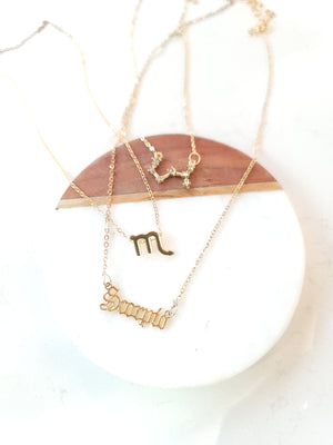 Triple Zodiac Necklace Gold - Scorpio