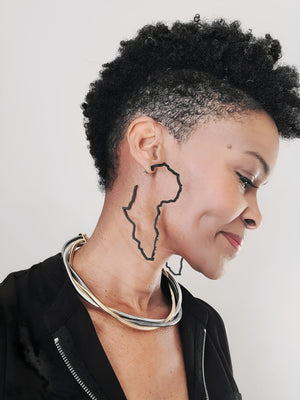 Mother Africa Gunmental Hoops (Large) - Kim Hawthorne BlingFling