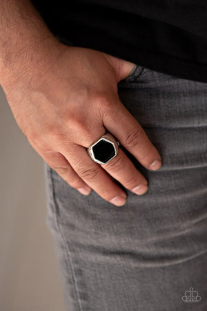 Hex Out Men's Black Ring - Paparazzi Accessories - Kim Hawthorne BlingFling