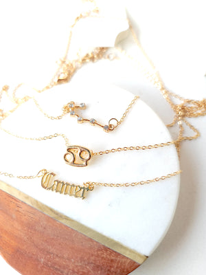 Triple Zodiac Necklace Gold - Cancer