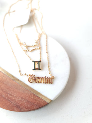 Triple Zodiac Necklace Gold - Gemini