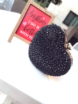 Clutch My Heart Clutch - Black Rhinestone Clutch